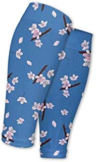 ftuyuy erett Men and Women Cherry Blossom Pattern Vector Image Calf Compression Sleeve Sports Footless Leg Socks for Travel Support Circulation