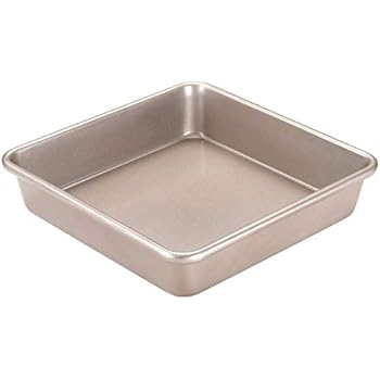 CHEFMADE 8-Inch Square Cake Pan, Non-Stick Deep Dish Bakeware, FDA Approved for Oven Baking (Champagne Gold)