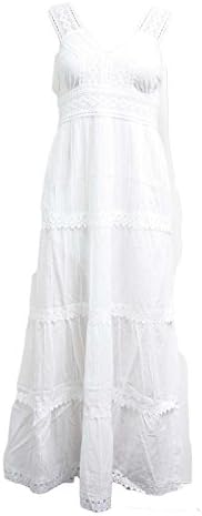 Womens Boho Hippie Gypsy Strappy Soft Cotton Long Maxi Midi Summer Beach Dress