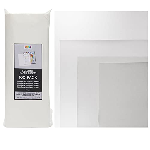 Translucent Glassine Paper for Artwork, Tracing, Photos (4 Sizes, 100 Sheets) in Dubai UAE Whizz