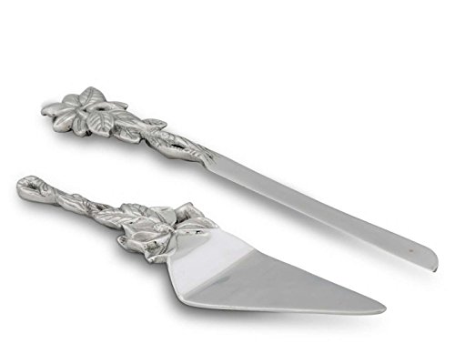 Arthur Court Designs Aluminum Magnolia 13" Cake Knife and 11" Magnolia Pie Server