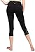 MYoga Women's Yoga Pants Workout Capri Leggings Running Tights w Side Pocket (L, Black)