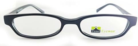 ES151 Plastic Rectangular Oval Eye Glasses Full Frame (Black, 46)