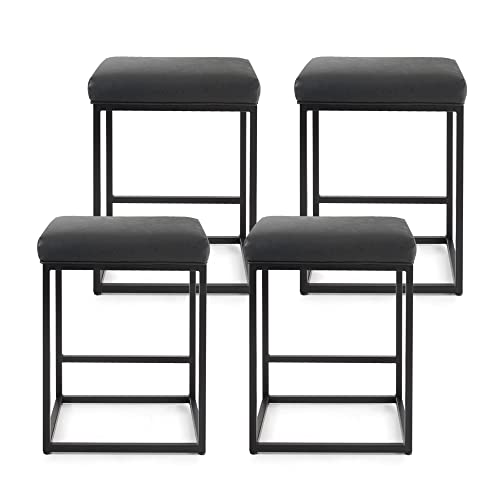 PHI VILLA Bar Stools Set of 4 Counter Height,24 Inches Leather Counter