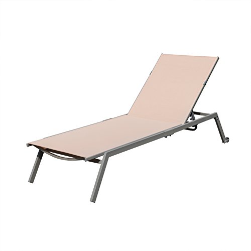 Outdoor Patio Chaise Lounge Chair Adjustable Textilene for Beach Yard, 5 Reclining Positions by  ...
