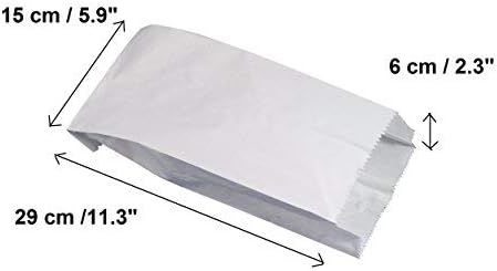 ( Pack of 100 ) White 290 x 150 x 60 mm , 29 x 15 x 6 cm Paper Gift Wedding Party Paper Merchandise Sack Bags Lunch storage container food Flat Craft takeaway sandwich ,