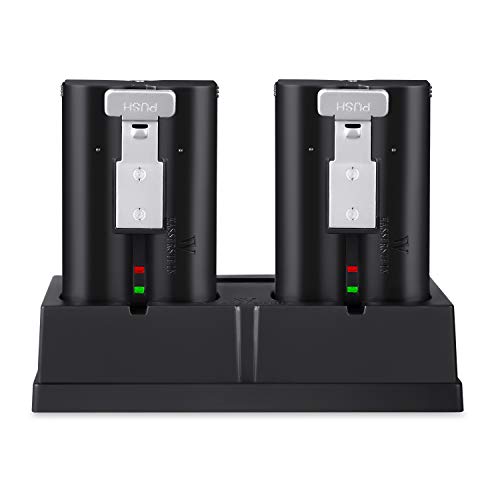 Wasserstein Charging Station & Rechargeable Batteries (2-Pack) Compatible with Ring Spotlight Cam, Video Doorbell 2, Stick Up Cam HD & Door View Cam