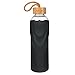 ORIGIN - Best BPA-Free Glass Water Bottle with Protective Silicone Sleeve and Bamboo Lid - Dishwasher Safe - 32 Ounce (Black)