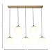 Amazon Brand – Rivet Eclipse Mid Century Modern 5-Globe Hanging Ceiling Pendant Chandelier Fixture - 30 x 12 x 36 Inches, Brass with Frosted Glass Globes