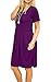 AUSELILY Women's Short Sleeve Outfit Plain Simple Loose T-Shirt Dress Purple L