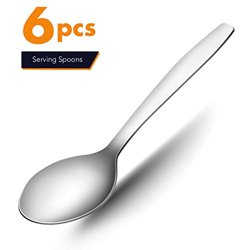 Serving Spoons Buffet, Elegant Life Stainless Steel Serving Utensil, Solid Spoons for Large Buffet Banquet Flatware Kitchen Basics Serving Spoon Tablespoons Set of 6, 9.8 Inch