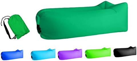Jsutyer Inflatable Lounger Portable Air Couch, Air Sofa Bag, Indoor or Outdoor Inflatable Chair, Ideal Holiday Gift for Child, Inflatable Lounge for Camping Beach Park and Backyard (bottle green)