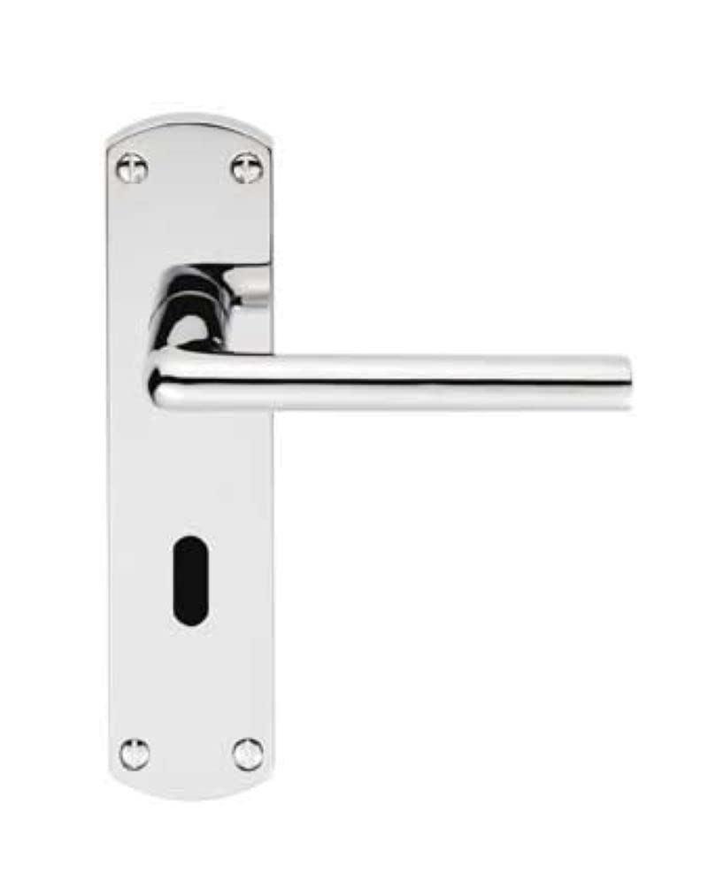 Serozzetta Eden Door Handles on Backplate - Lock (57mm c/c) - Polished Chrome