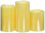 Glow Candles - Flameless Color-Changing Candles, 3 Battery-operated LED Pillar Candles with Remote (Real Wax)