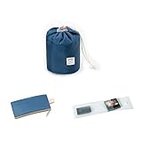 Zoevan Waterproof Cosmetic Bags Makeup Bag Travel Barrel Cases Kit Organizer Bathroom Storage Carry Case Toiletry Bags Multifunctional Bucket Toiletry Bag Polyester 300T (Blue)