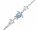 Arthur's Jewelry 925 sterling silver Hawaiian honu sea turtle cz blue synthetic opal link chain anklet 9