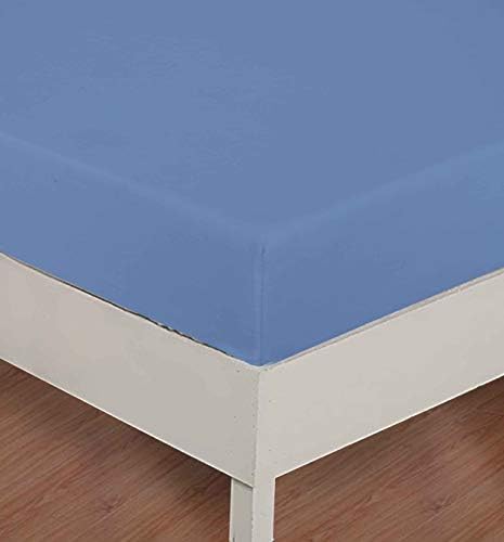 CH FURNISHING Fitted Sheet (Double, Denim) - Deep Pocket Polycotton Bottom Sheet - Breathable, Soft and Comfortable - Four Corner Elastic, Fits Up to 40CM Deep Mattress.