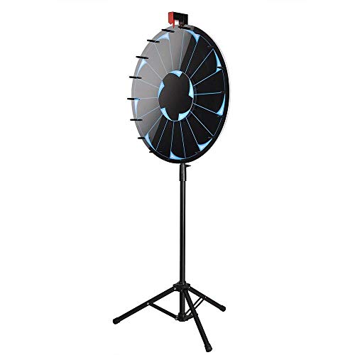 AyaMastro 24 inches Black Editable Prize Wheel Spinning Slot Tradshow Spin Game Fortune Adjustable Tripod Stand Portable Corporate Events Trade Show Parties with Ebook