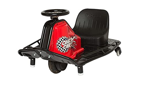 Razor Crazy Cart - 24V Electric Drifting Go Kart - Variable Speed, Up to 12 mph, Drift Bar for Controlled Drifts, Black/Red