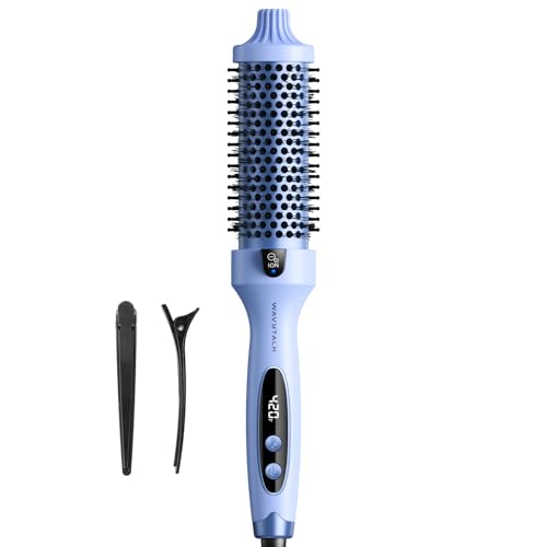 Wavytalk Blowout Boost Thermal Brush, 1.5 inch Heated Round Brush for Blowout Look, Negative Ion Technology, Ceramic Tourmaline, 5 Temperature Settings, Dual Voltage, Blue