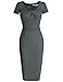 MUXXN Women's Rockabilly 1920s Style Scoop Collar Business Dress (M Gray)