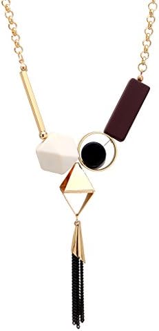 Edress Personal Long Gold Plated Link Tassel Necklaces Unique Wood Shaped Pendant Teen Fashion Jewelry