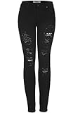 2LUV Women's Mid Rise Distressed Skinny Jeans Ripped on Thigh&Knee black1 0 (J6278 OR J6299)