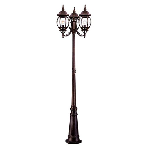 Acclaim 5179BW Chateau Collection 3-Head Surface Mount Outdoor Combination Post Light, Burled Walnut