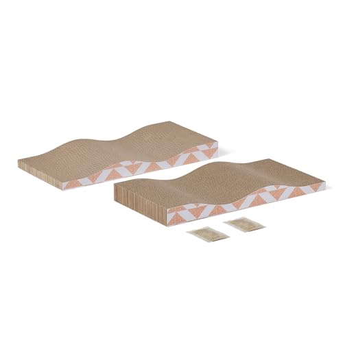 Rascador para Gatos, Rascador para Gatos de Interior con Hierba Gatera, una Sola Capa con Curva, 41,9 x 20,6 x 4,1 cm, Paquete de 2