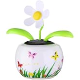 Solar Dancing Solar Powered Dancing White Flower in Colorful Shape Flip Flap Animated Bobblehead Dancer Window Sun Catcher Car Dashboard Decor Solar Power Kits，Learning and Education