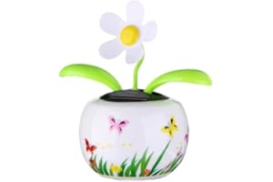 JOWXSX Solar Dancing Solar Powered Dancing White Flower in Colorful Shape Flip Flap Animated Bobblehead Dancer Window Sun Catcher Car Dashboard Decor Solar Power Kits，Learning and Education
