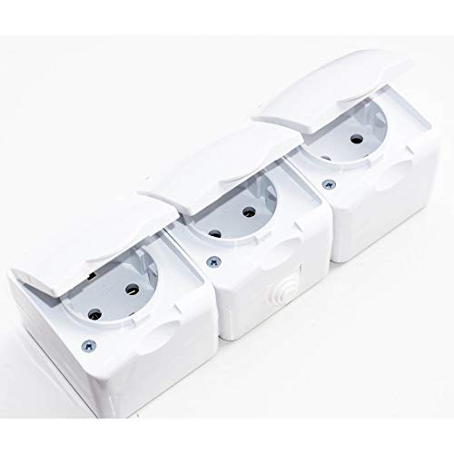 3er Steckdose weiss 3-fach Feuchtraum IP44 16A 250V Aufputz-Montage CE Spritzwassergeschutzt – Bild 5