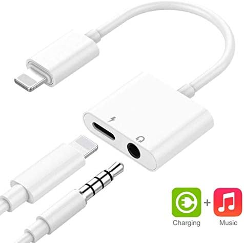 Headphone Adapter for iPhone 8 3.5mm Splitter Jack Dongle Earphone Cable Charge and Aux Audio Connector for iPhone X/Xs/XS max/8/8 Plus/7/7 Plus 2 in 1 Headphone for Music and Charge Support iOS 12