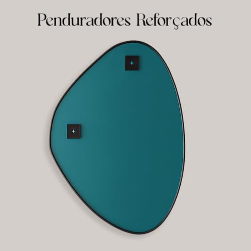 Espelho Decorativo Grande Glamour, 60x40cm, com Suporte de Parede (Preto)