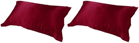 iEFiEL Silky Pillowcase Stain Pillow Covers for Hair Dust Mite &amp; Bed Bug Resistant 2 Pack Wine Red One Size