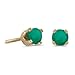 3 mm Petite Round Genuine Emerald Stud Earrings in 14k Yellow Gold