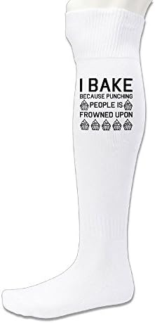 Men Football Socks Soccer Ball Tube Socks Sport Knee High Compression Socks Dry Fast I Bake Because Punching People Is Frowned Upon