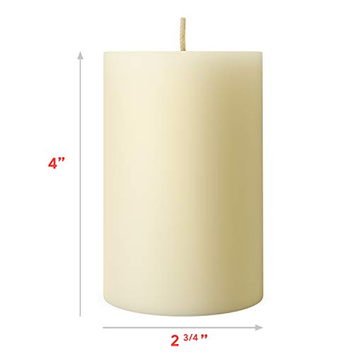Simply Soson 3 x 4 Inch Ivory Unscented Pillar Candle Bulk Set - Dripless, Scent Free Paraffin Wax Candle Pillars - Medium Size Wedding or Home No Drip Candles - 6 Pack - Thumbnail 2