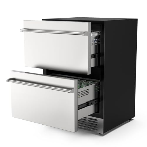 Mojgar 24 Inch Outdoor Double Drawer Fridge, Under Counter Beverage