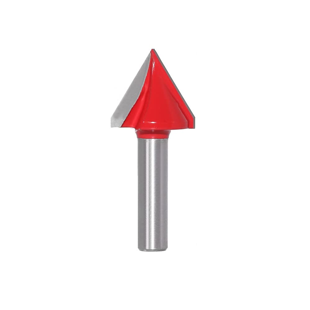 ExcInter 8mm Shank V-Groove Router Bit, 1 Pcs 60° Diameter 22mm 3D V Shape CNC Engraving Cutting Woodworking Cleaning Milling Router Bit