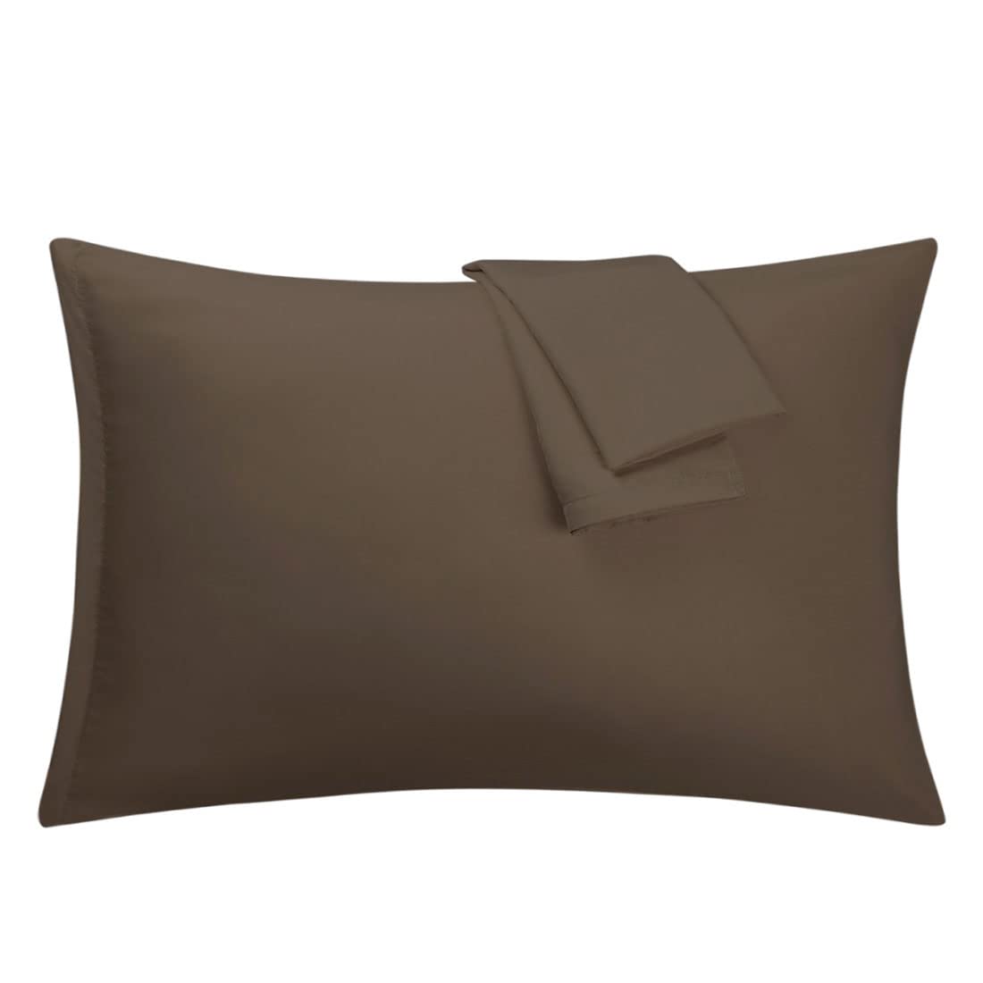 sourcing map 2 Pack Pillow Cases Soft 1800 Series Microfiber Pillowcases Set with Zipper Brown Standard(20"x26")