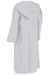 Men TUNIC Hooded Robe Cloak Knight Fancy Cool Cosplay Costume white L