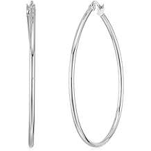 Silver Plated 40MM Oval Hoop Earrings Click Top