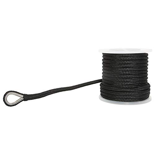 image for NovelBee 1/2 Inch X 100 Feet Double Braid Nylon Anchor Line with Stain