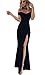 CoCo fashion Women's 2018 Off Shoulder Side Split Slim Evening Maxi Party Dress