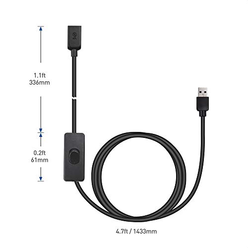 Cable Matters USB 3.0 Extension Cable with On Off Switch 6 ft, Support