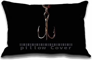 Custom Design Fish Hook Pillow Cases Zippered , Standard Queen Size Aero Pillowcase - 20X30inch Black Cushion Covers Two Size Print