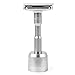 QSHAVE Premium Quality Adjustable Double Edge Safety Razor 700 (1 Razor, 1 Stand, 1 Leather Protective Sleeve & 5 pcs Titanium Coated Blades)