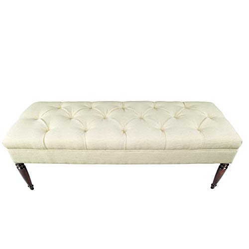 MJL Furniture Designs Claudia Collection Upholstered Diamond Tufted Bedroom Accent Bench, Belfast Series, Charcoal
