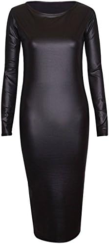 ApplesBottom Women Plain PVC Wet Look Tunic Bodycon Dress